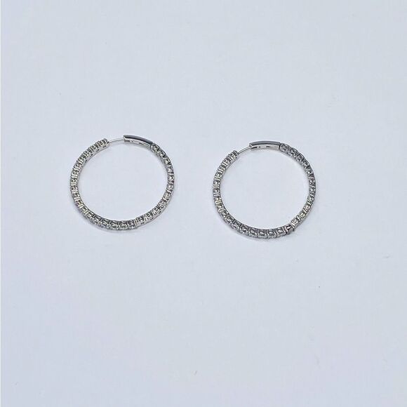 Large Hoop Crystal Embellished Earrings - Picture 3 of 7